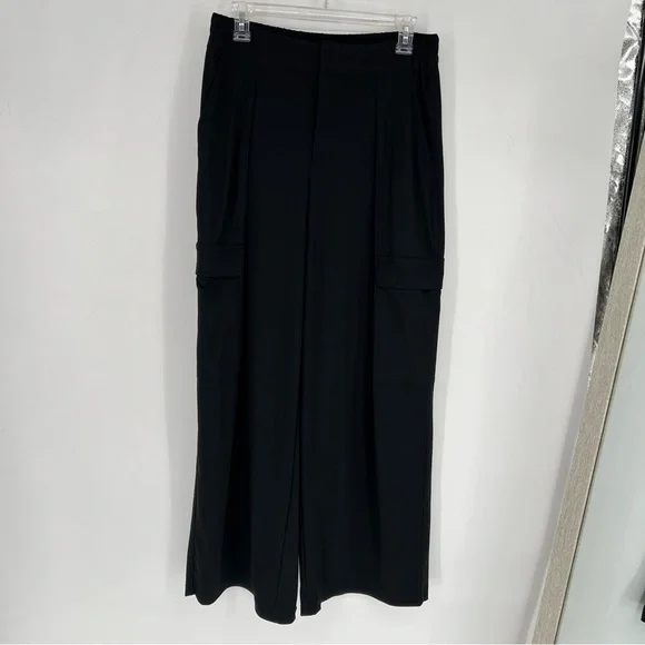 Athleta Pinnacle High Rise Wide Leg Black Cargo Trousers Pants Women's 8 - Picture 4 of 16